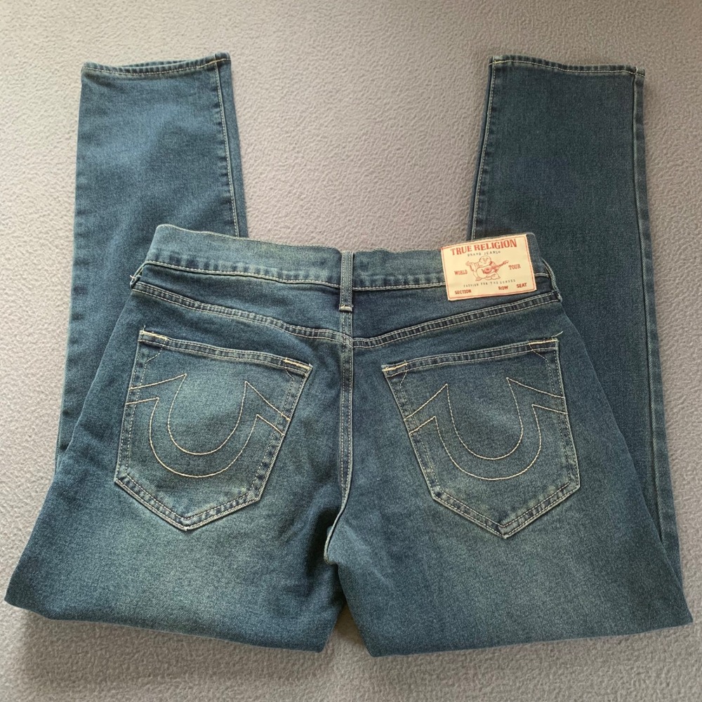 True Religion Geno Relaxed Slim Blue Jeans Size 30 x 30 Horsehoe Pockets